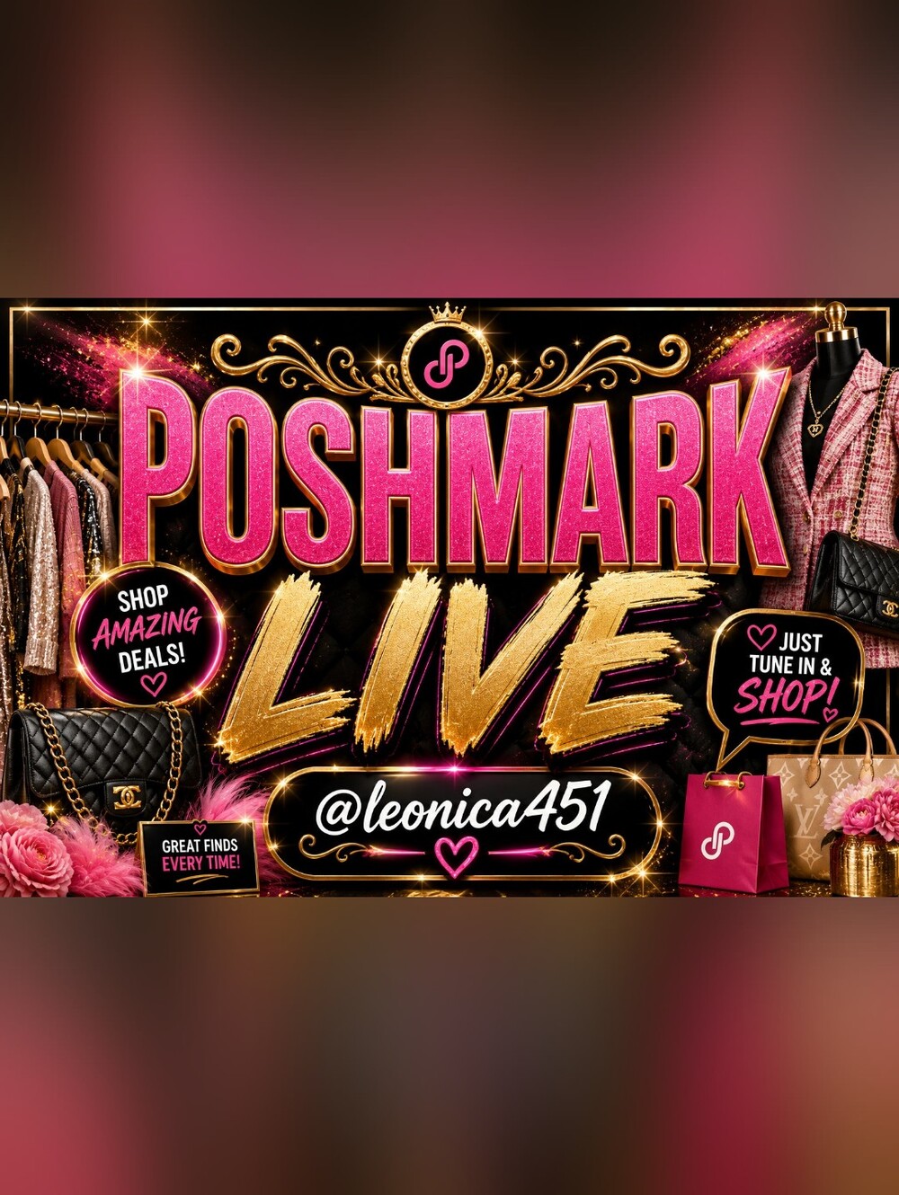 Poshmark Live Event Banner - Pink & Gold